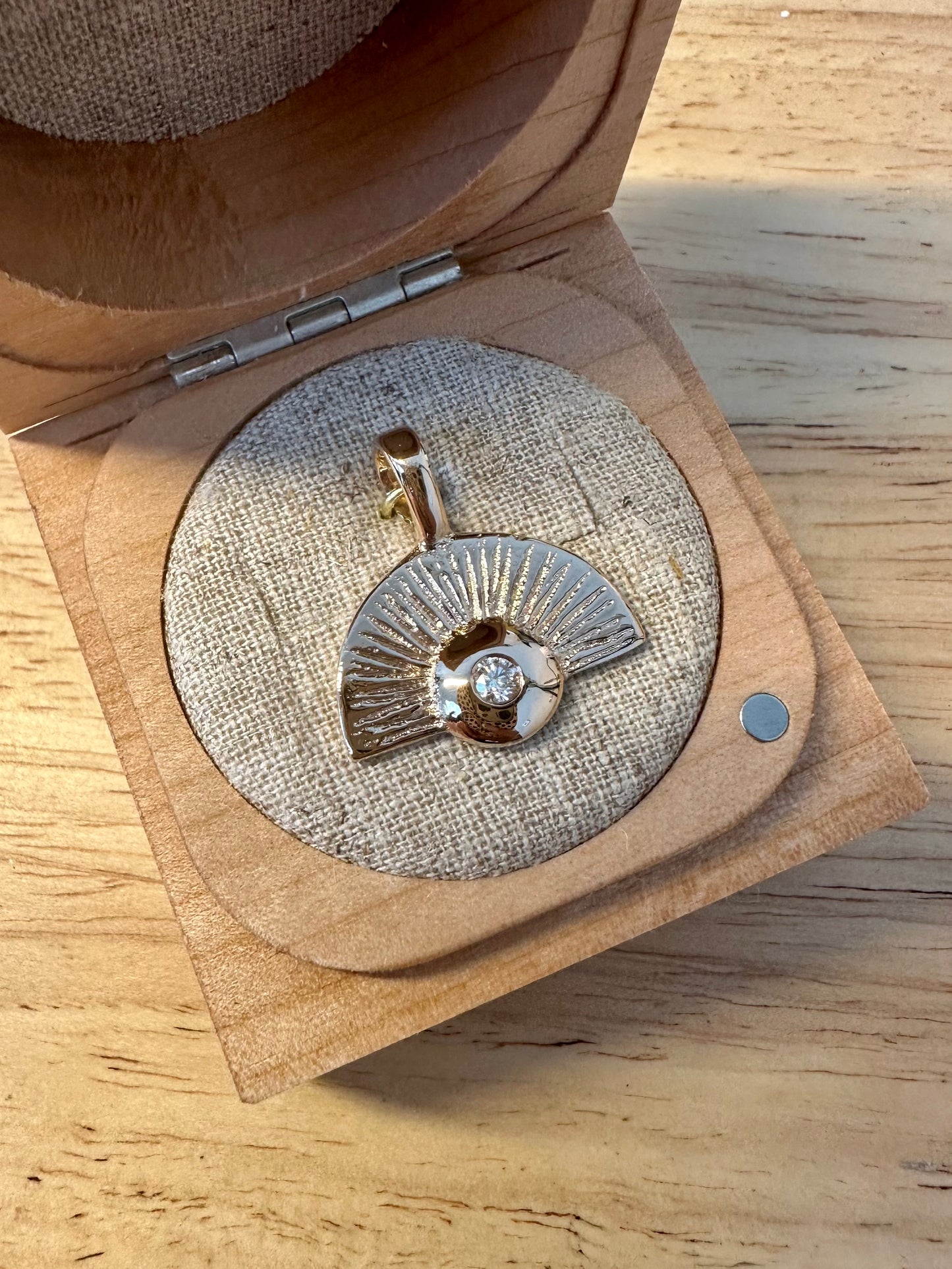 Radiant Sun 9ct Gold Pendant with Natural Diamond
