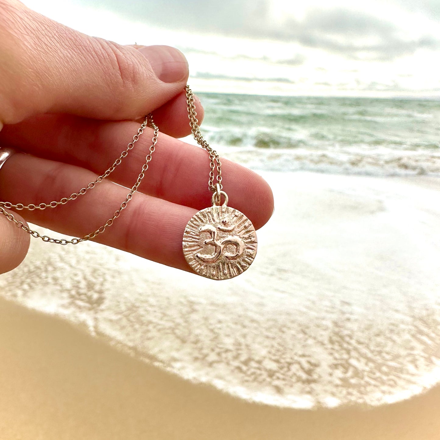 Om pendant gold necklace