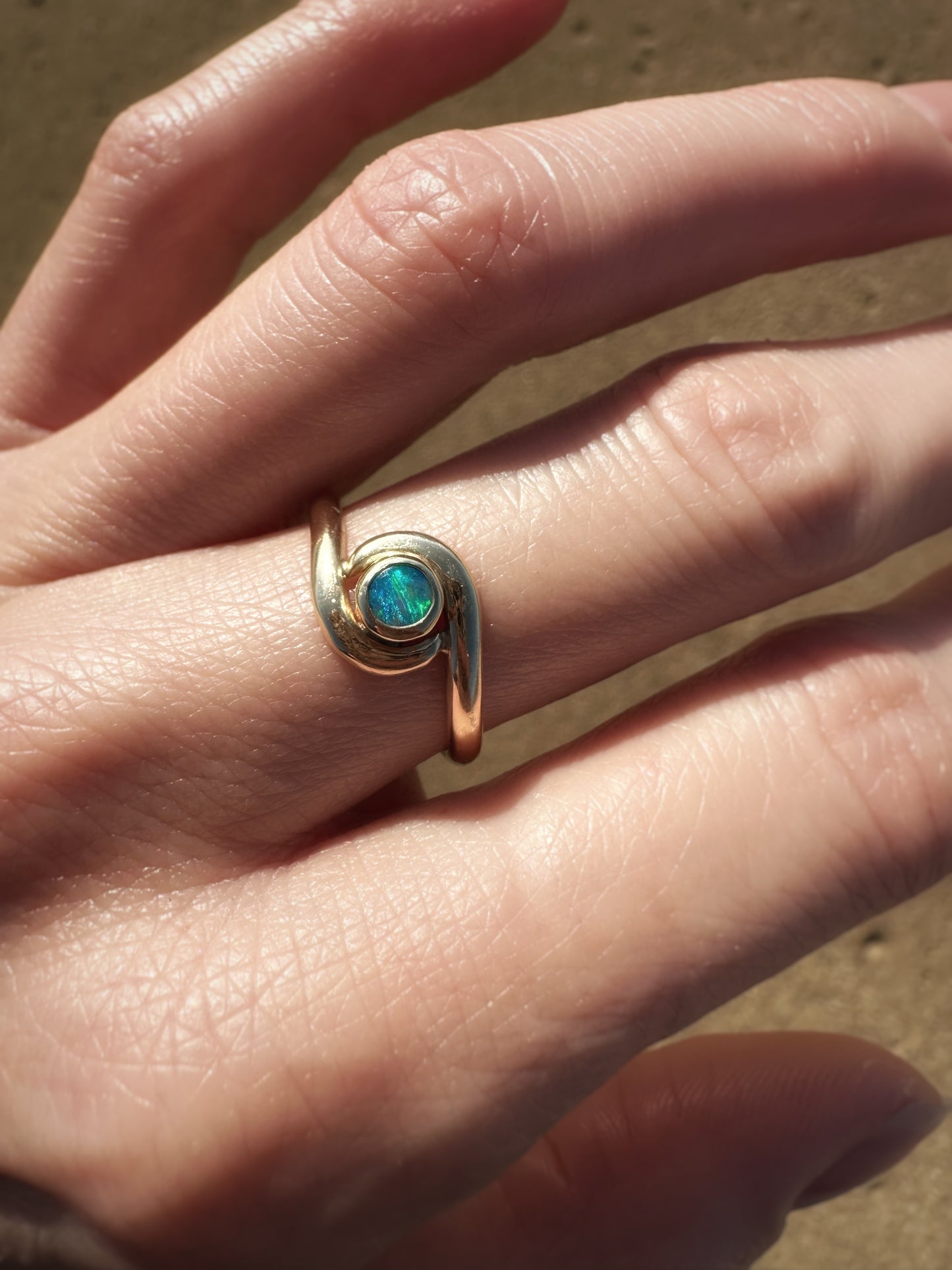 Australian Opal Galaxy 9ct Gold ring